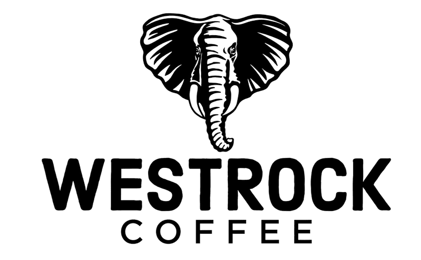 Westrock Coffee logo featuring a stylized elephant head above bold black text that reads 