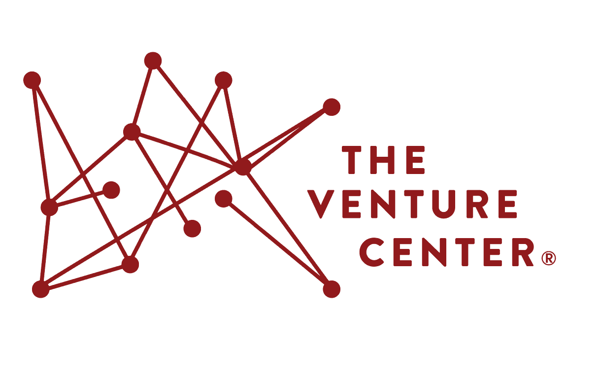 The Venture Center logo with red interconnected dots and lines on the left, and the text “THE VENTURE CENTER” on the right.