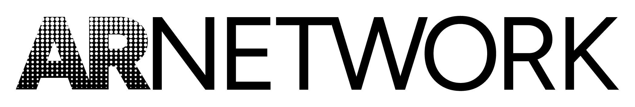 The image displays the word "ARNETWORK" in bold, black uppercase letters. The "AR" is filled with a gradient dot pattern from left to right.