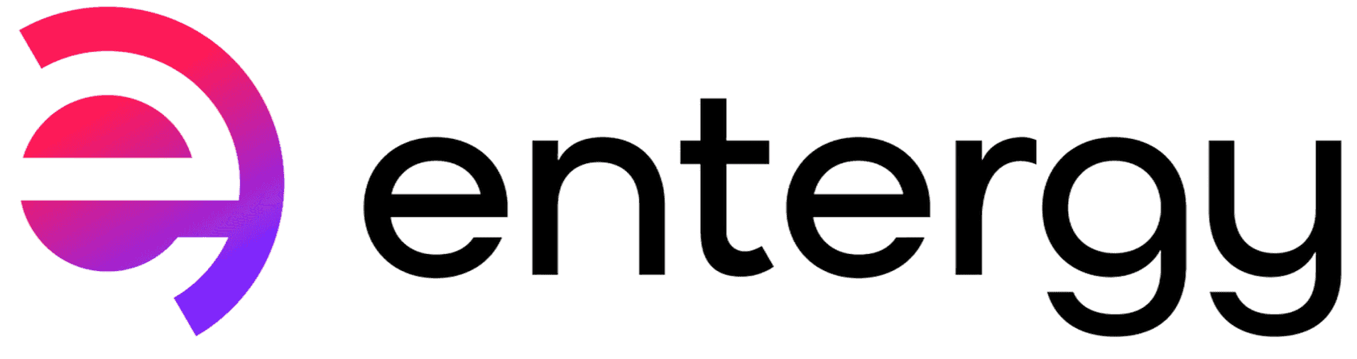 Entergy logo with a stylized lowercase “e” in a pink-to-purple gradient circle, followed by the word “entergy” in bold black lowercase letters.