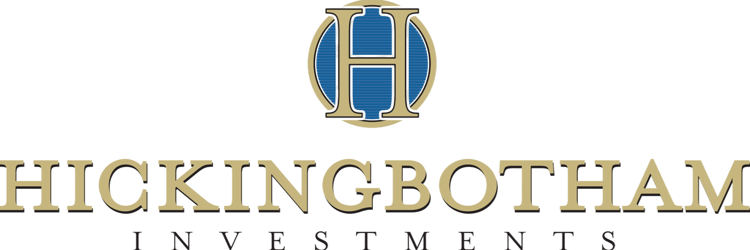 Logo for Hickinbotham Investments featuring a large blue and gold 