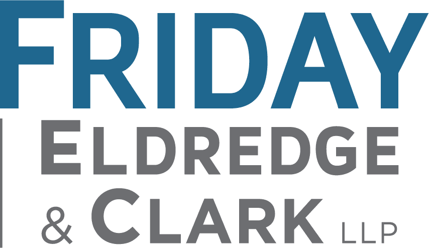 Logo for Friday, Eldredge & Clark LLP, featuring the firm name in large blue and gray capital letters on a light background.