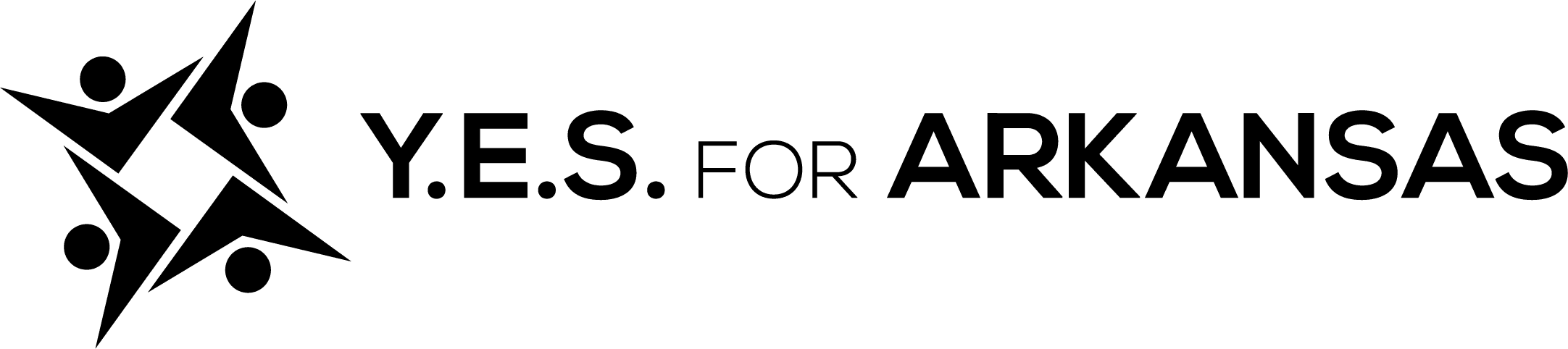 Logo with four stylized human figures forming a star, next to the text 